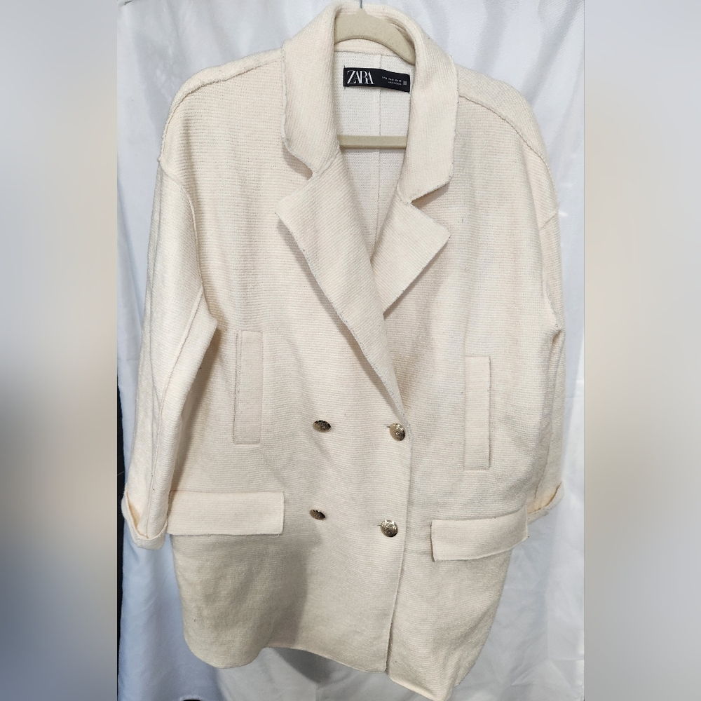 Women's Cream Double-Breasted Coat